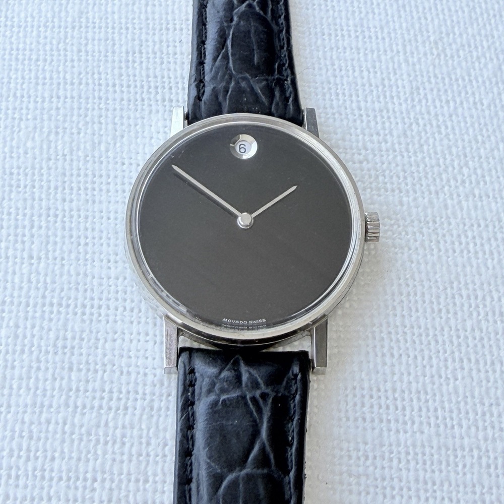 Movado Museum Watch Ref. 01-0060-257 Black Silver Zenith Movement 34mm Vintage